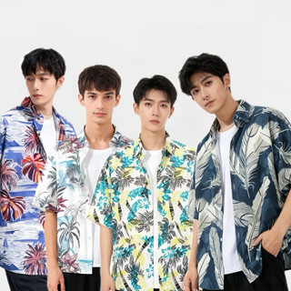 SGH0239 เสื้อเชิ้ตฮาวาย เสื้อลายดอก เสื้อเชิ้ตสงกรานต์ ผู้หญิงผู้ชายใส่ได้หมด เนื้อผ้าดี
