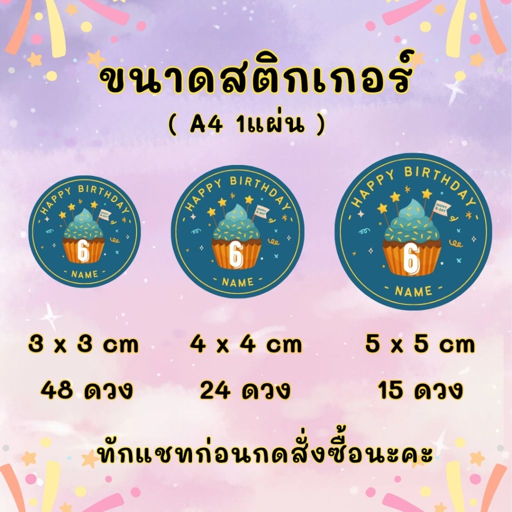 ทักแชทก่อนสั่งซื้อ‼️ สติกเกอร์PPกันน้ำ ธีมวันเกิด เพิ่มชื่อและเลขอายุได้ มี3ขนาดให้เลือก มีบริการส่งด่วนน้าา - รูปที่ 2