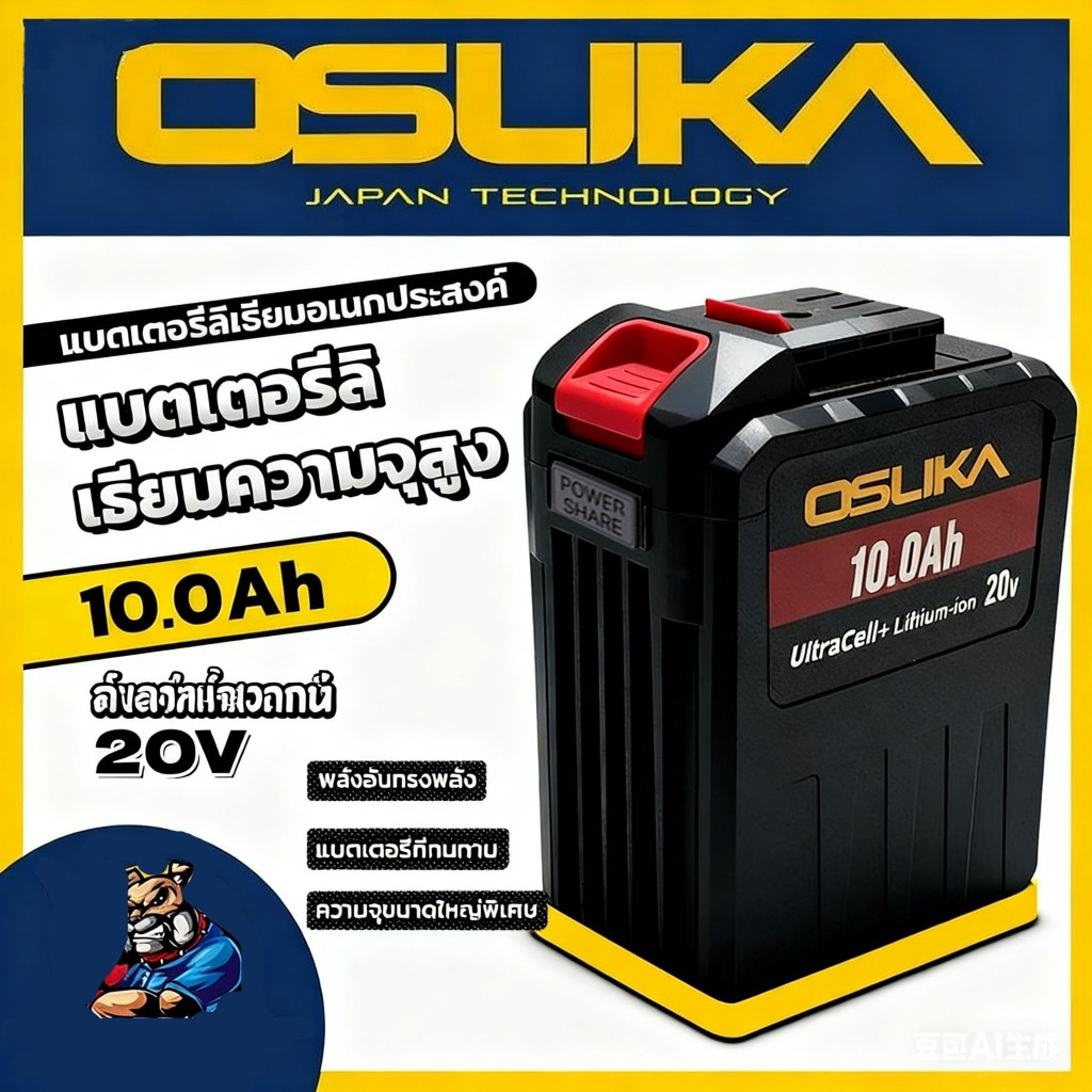 Osuka Lithium Battery 10.0Ah 30 Cells 20V Lithium-Ion for Power Tools Durable and High Performance Used for Power Tools