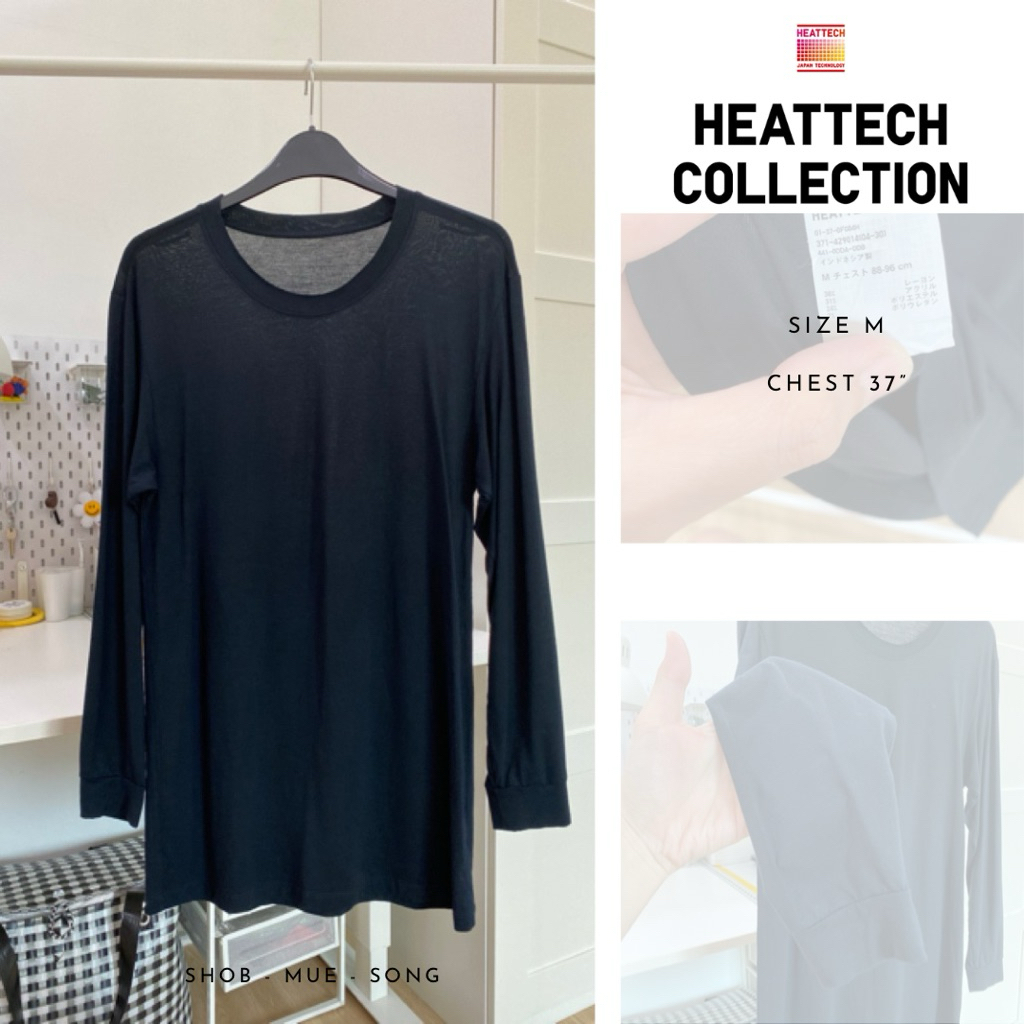 Uniqlo Heattech เสื้อ ฮีทเทค ผู้ชาย คอกลม สีดำ มือสอง