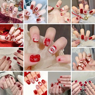 KANLL 3084เล็บเจลปลอมคริสต์มาส เล็บปลอม เล็บแฟชั่น กันน้ำ หล…