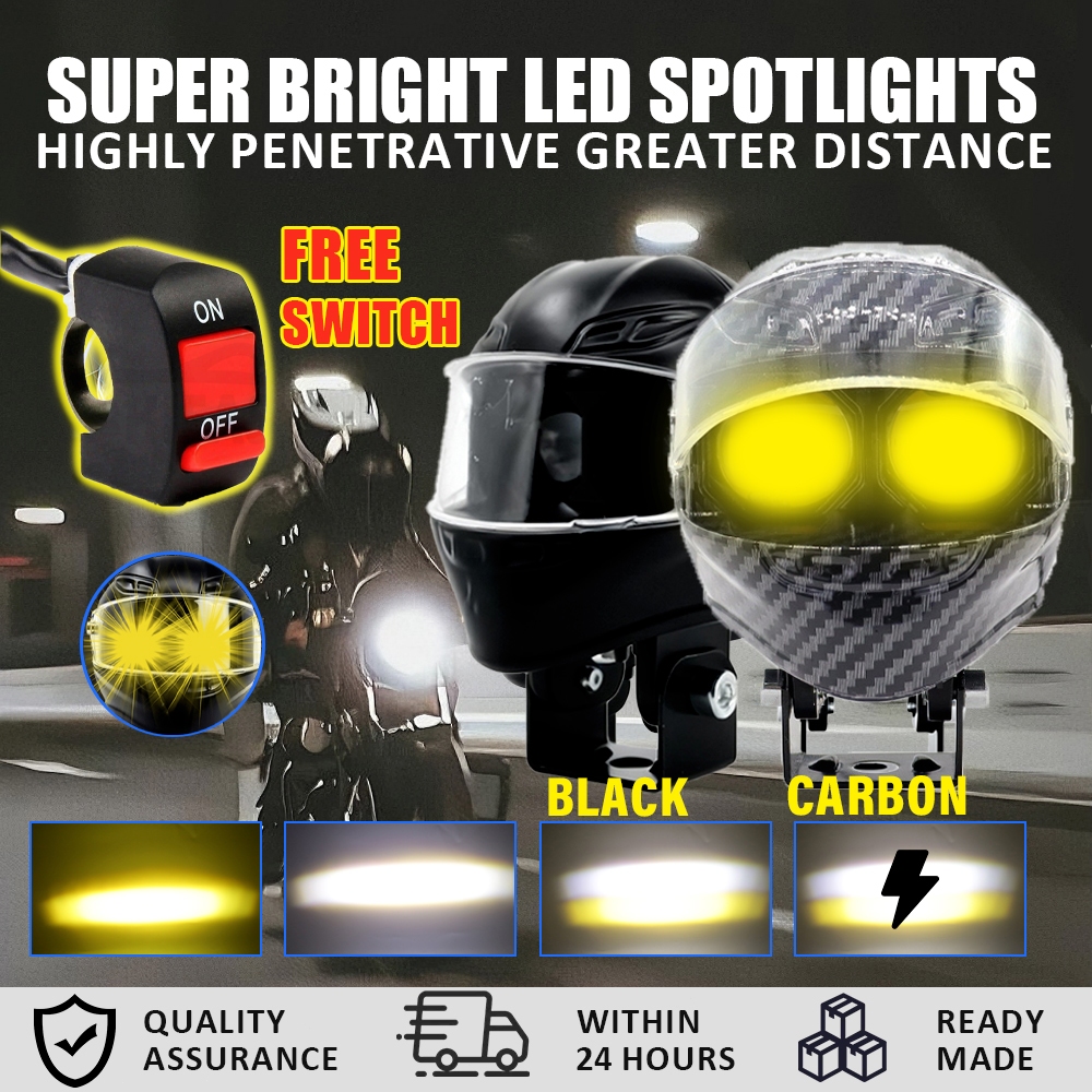 2026 แบรนด์ใหม่ สไตล์หมวก Mini LED ไฟขับขี่ 80W สองสี ไฟสปอตไลท์มอเตอร์ไซค์ 4 โหมด IP68 กันน้ำ ไฟเสริม 1 คู่