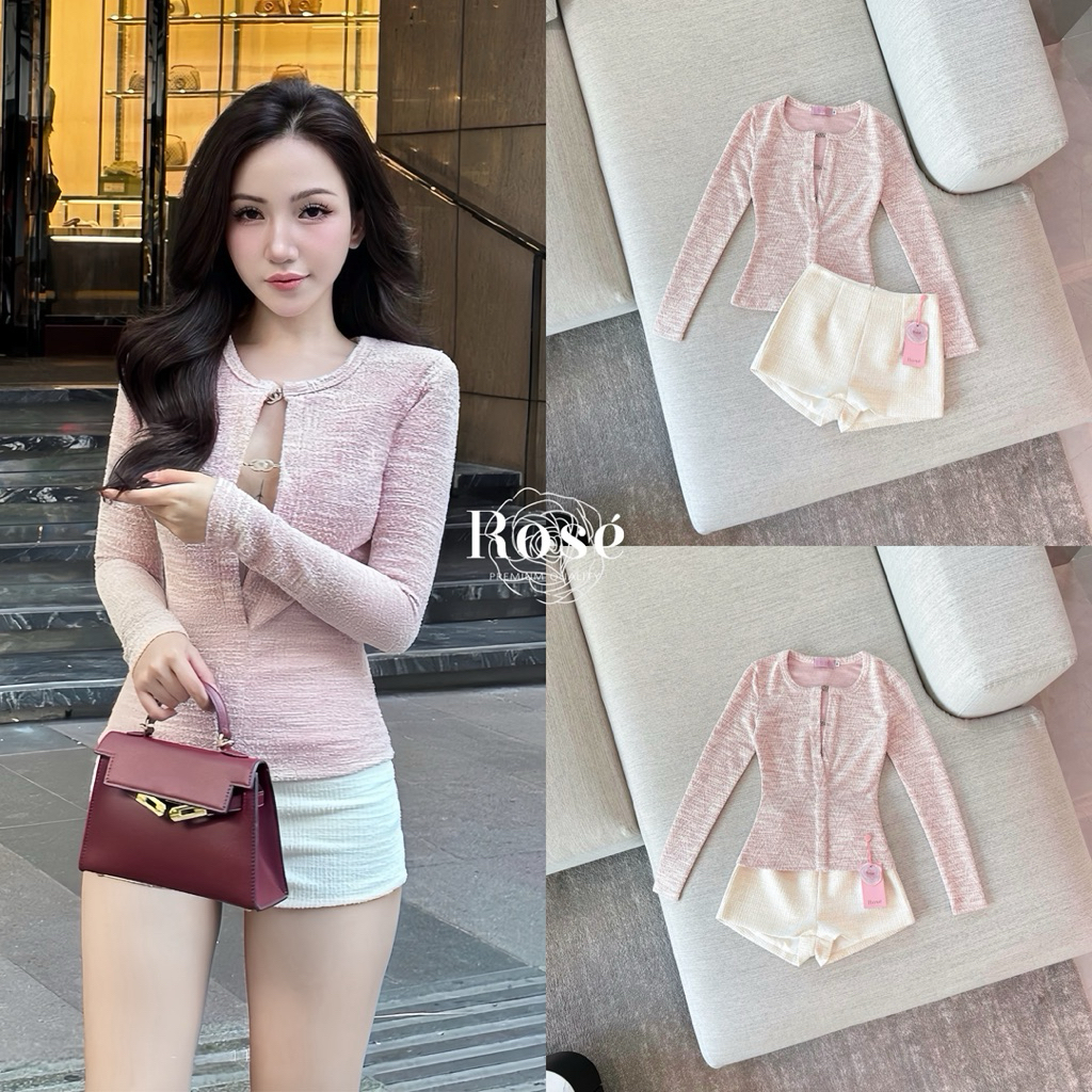 Rose’ Set Tweed Charm 🌸 เซตผ้าทวีตสุดหรู ดีไซน์เรียบแต่ดูแพงมาก