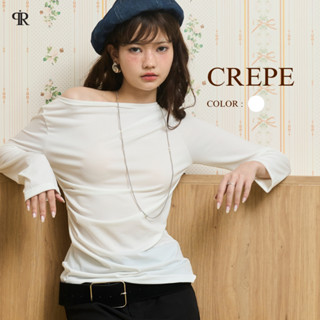 Panchitar Crepe – เสื้อแขนยาวปาดไหล่ข้างเดียว มีดีเทลจับย่นท…