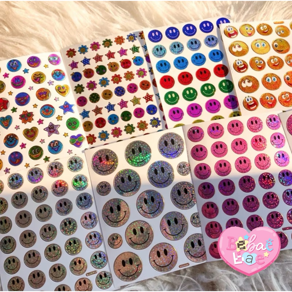 สติ๊กเกอร์ 90s สติ๊กเกอร์ขอบทอง ลายหน้ายิ้ม *อ่านรายละเอียดก่อนสั่ง*