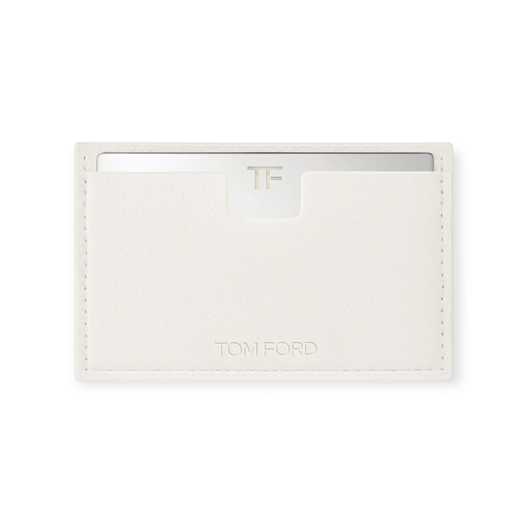 Tom Ford Card Holder Leather สีขาว/สีแดง กระเป๋าใส่บัตรพร้อมกระจก