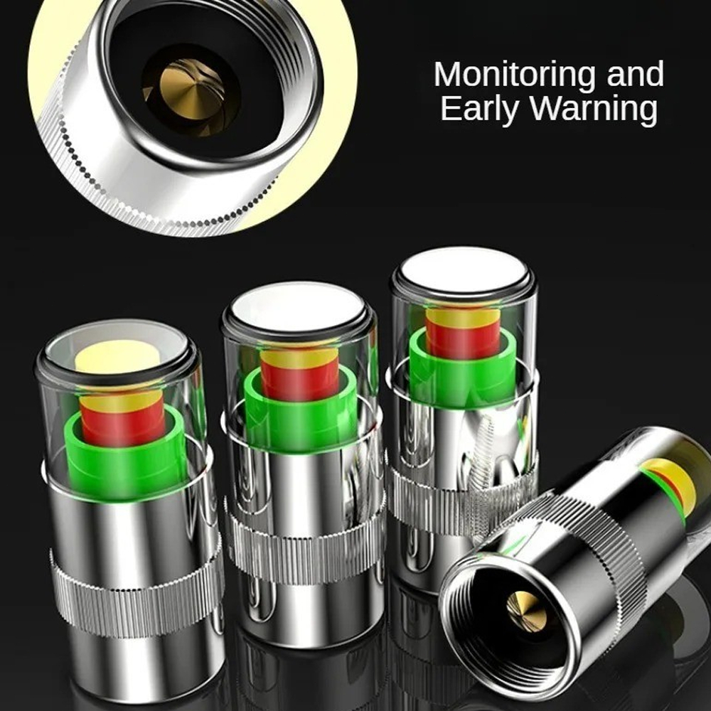 จุกปิดลมล้อรถ จุกลมล้อ แจ้งเตือนเมื่อยางลมอ่อน AIR Alert Tire Valve Cap 1 ชุด/4 ชิ้น  จุกลมเช็คแรงดัน จุกลม มีที่วัดความ - รูปที่ 2
