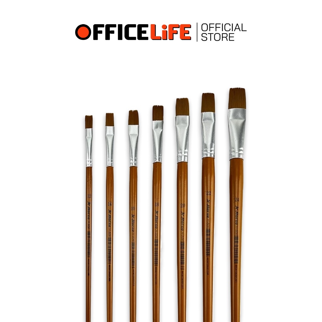 HORSE (ตราม้า) พู่กันสีอะคริลิค ชนิดหัวแบน รุ่น H-806 เบอร์ 12 - 24 ( จำนวน 1 อัน )