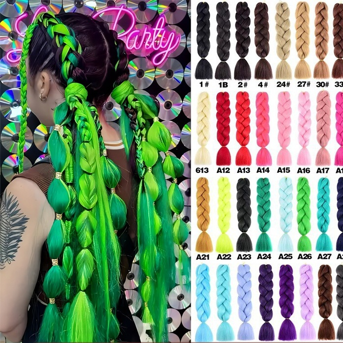 ผมปลอมถักเปีย ผมเปีย ไหมผมเปีย ยาว60cm ไหมสังเคราะ์ จัดทำได้หลายทรง สินค้าพร้อมส่งจากไทย