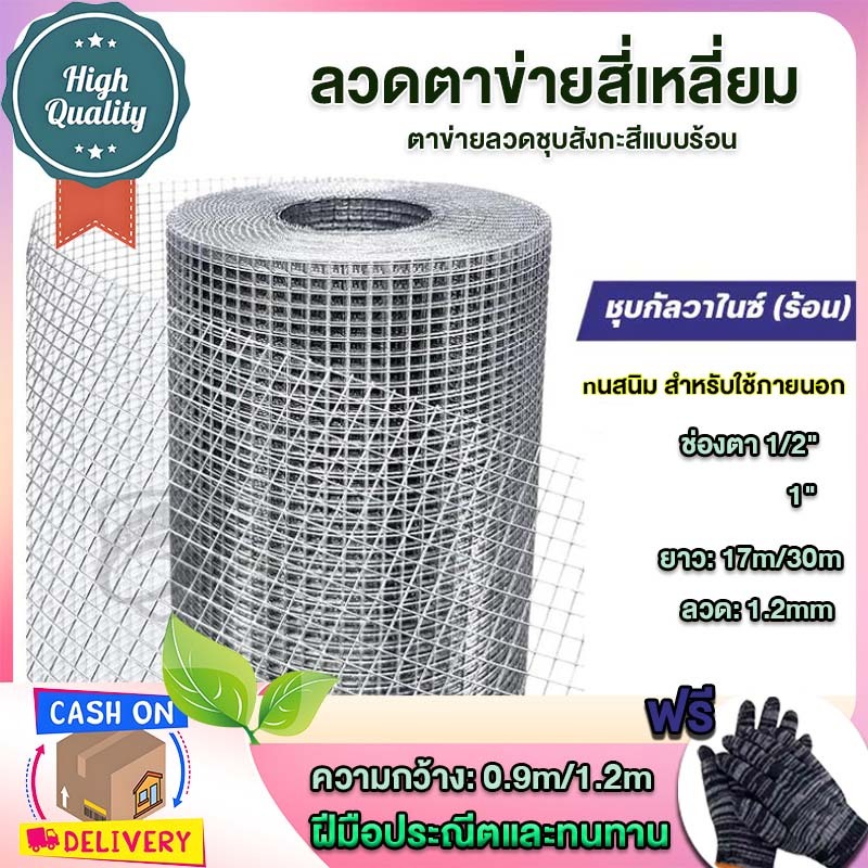 [ทนสนิม]ตา 1/2" 1"[ลวดตะแกรงกรงไก่ชุบกัลวาไนซ์แบบร้อน] ตะข่ายกรงนก ตาข่ายสี่เหลี่ยม ลวดปูพื้น ลวดกันงู/หนู G รั้วตาข่าย