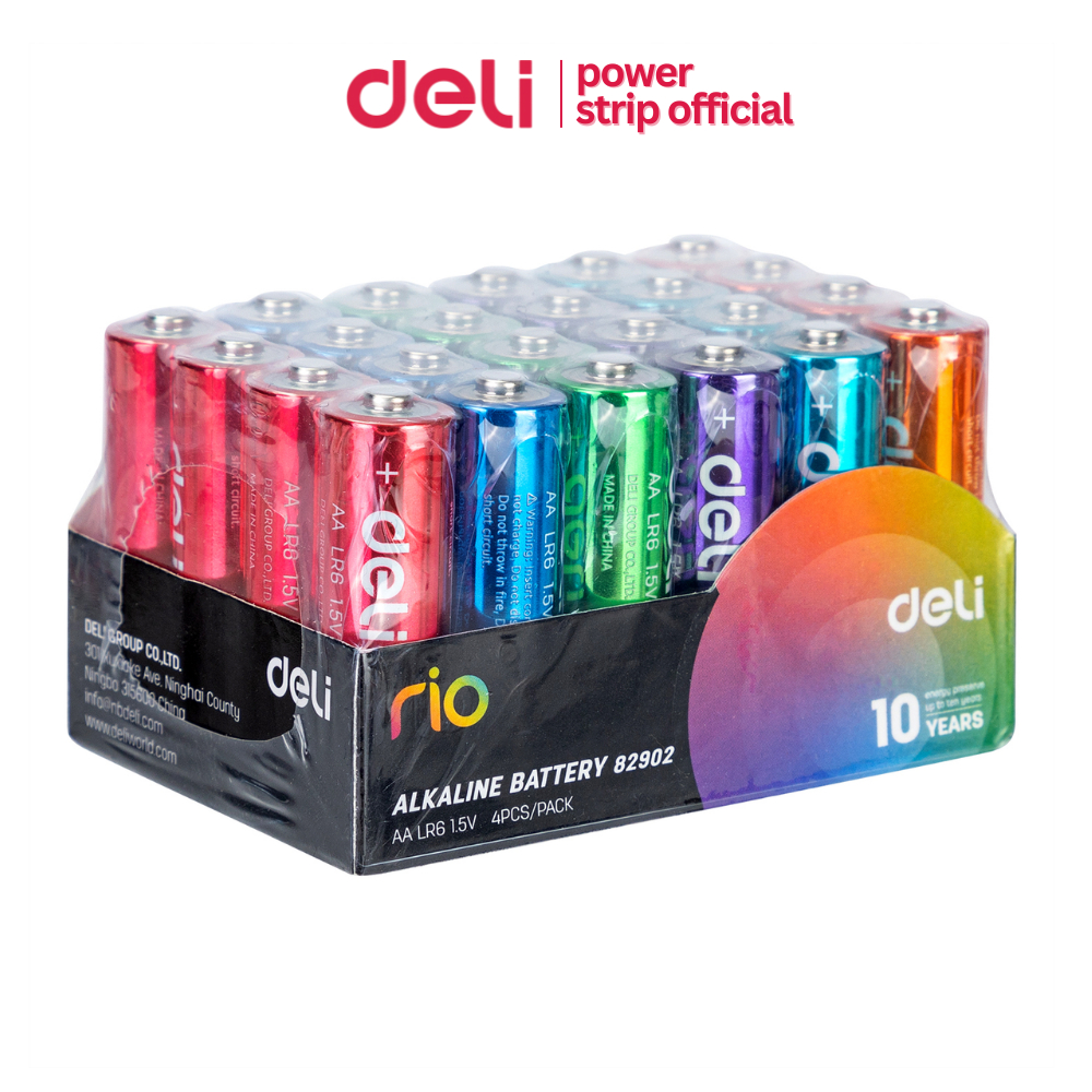 Deli ถ่านอัลคาไลน์ 1.5V ถ่านไฟฉายอัลคาไลน์ ขนาด AA/AAA แพ็ค 24 ก้อน แท้ 100% Alkaline Battery