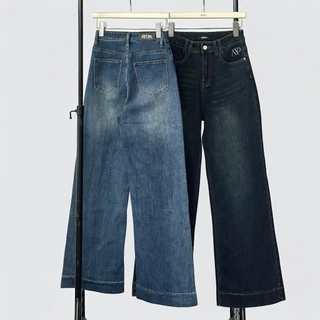 Atipashop - COLETTE STRAIGHT JEANS (#A038) กางเกงยีนส์ ขายาว ทรงกระบอกกลาง ผ้ายืดนุ่ม ปัก ATP