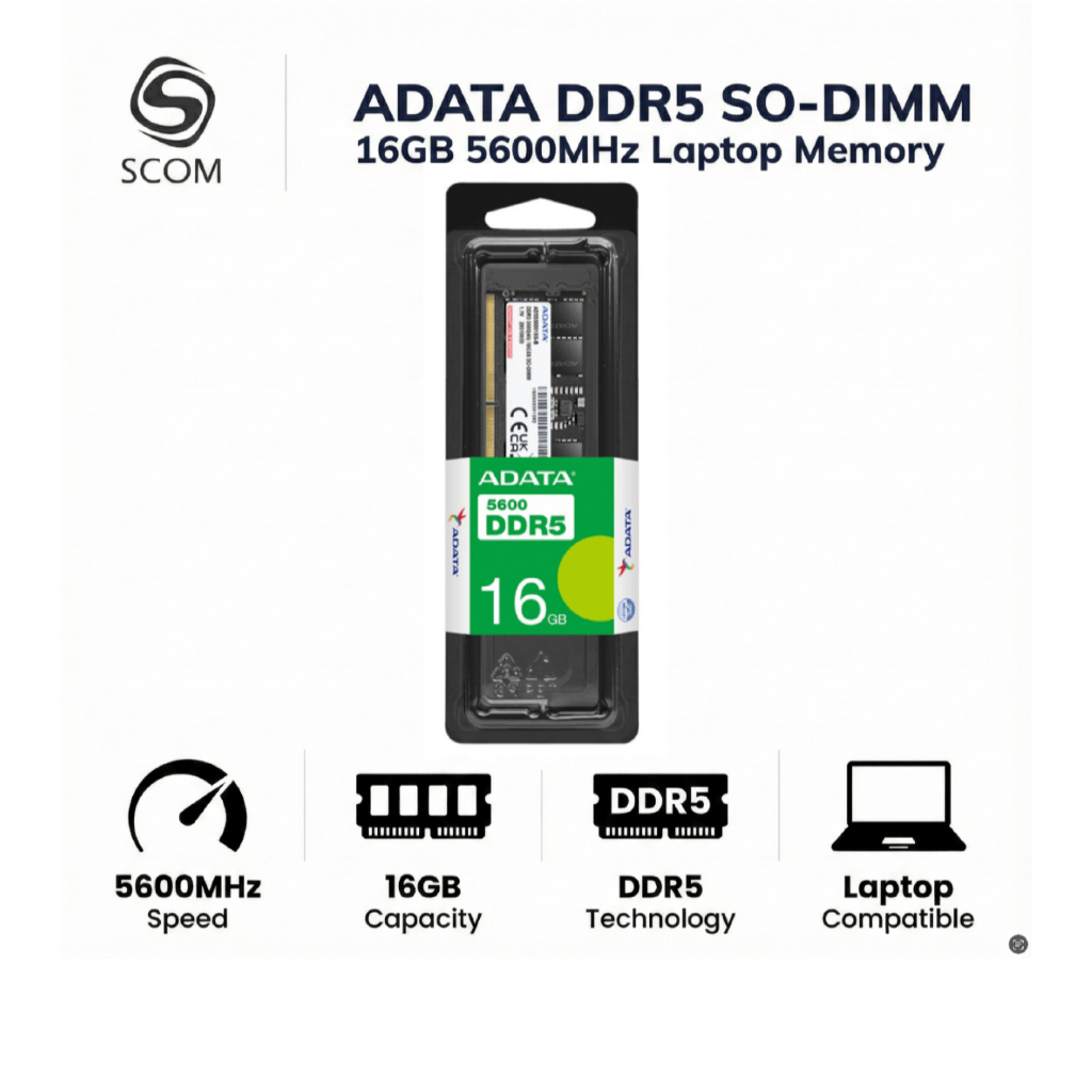 (RAM NOTEBOOK) ADATA DDR5 SO-DIMM 16GB BUS5600 (16*1) (AD5S560016G-S) | RAM (แรม) | SCOM