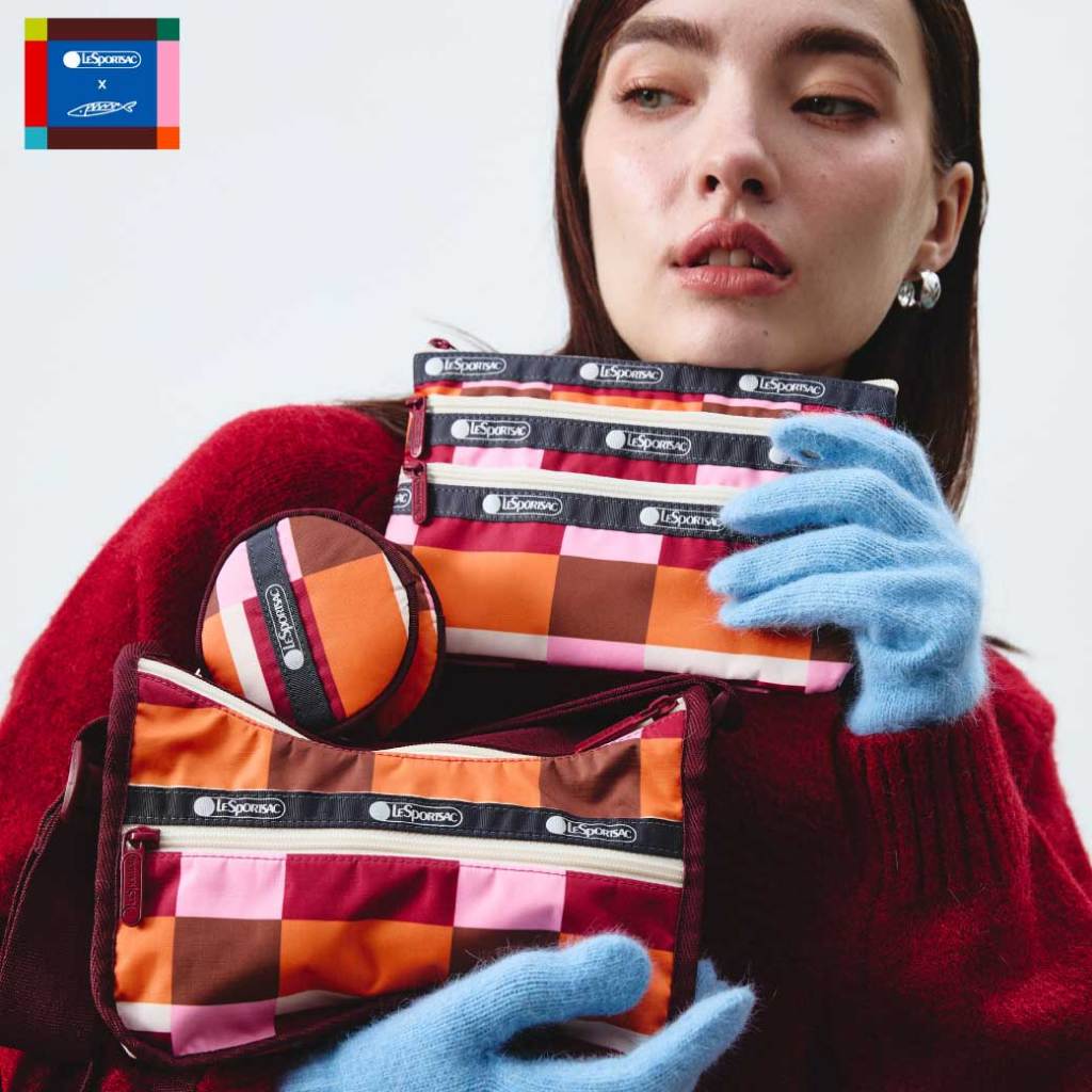 Lesportsac 3 Zip Cosmetic Bag กระเป๋าสตางค์ใบเล็ก กระเป๋าเครื่องสำอาง Style 7158 LeSportsac x Sardin