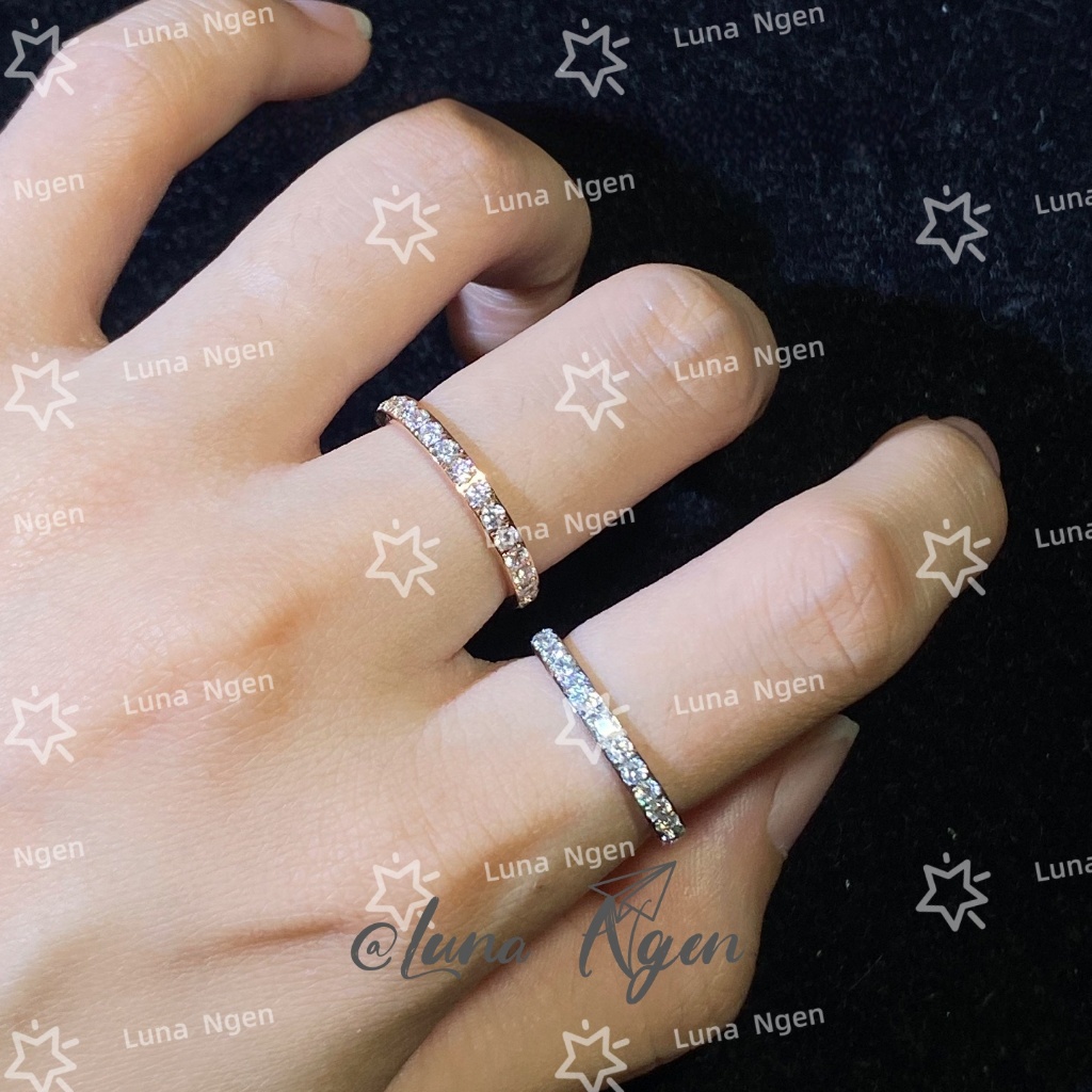 แหวนเงินแท้ 925 ผู้หญิง ฝังเพชรสวิส(CZ) Luna Ngen.