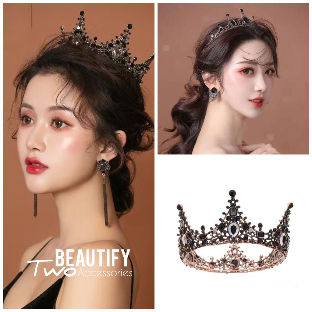 มงกุฎคอสเพลย์นักแสดงราชินีมงกุฎใสสำหรับปาร์ตี้ประดับคริสตัล