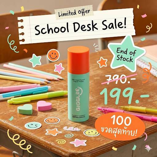 [exp 28/03/69] ครีมกันแดด GigGlee ปราศจากจากสารกันแดดเคมี ป้องกัน UVA UVB Infrared แสงสีฟ้า ฝุ่นมลภาวะ SPF50+ PA++++