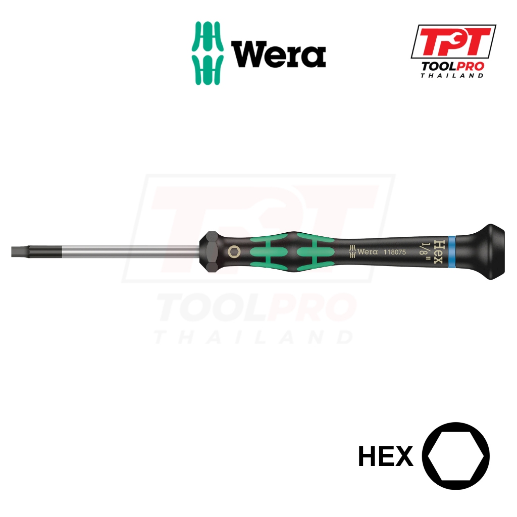 Wera ไขควงไมโคร หกเหลี่ยม *หน่วยนิ้ว* 2054 Imperial Hex-Plus Micro Screwdriver