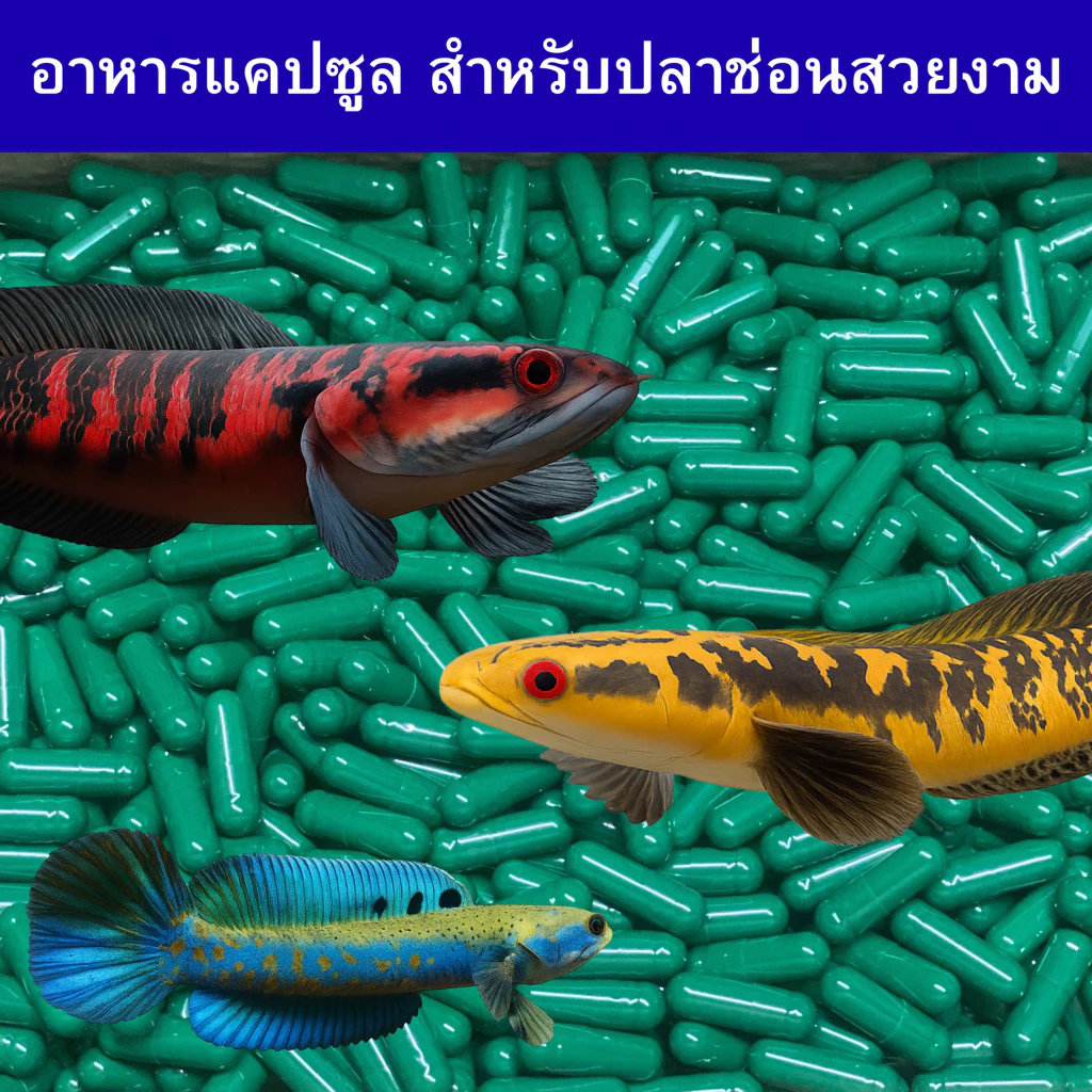 อาหารแคปซูลปลาช่อนสวยงาม เร่งสี-เร่งดอกบาติก