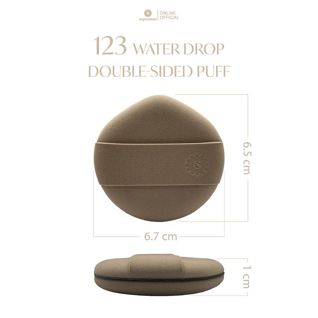 SUPERMOM l 123 Water drop double-sided puff พัฟรองพื้น (มีตลับใส่แถมให้)