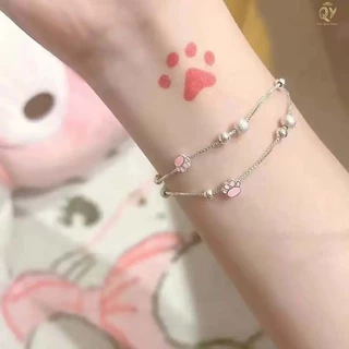 คริสต์มาส แทททู กันน้ำ สติ๊กเกอร์รอยสักชั่วคราวสีชมพู อุ้งเท้าแมวลูกสุนัข ติดทน tattoo Christmas