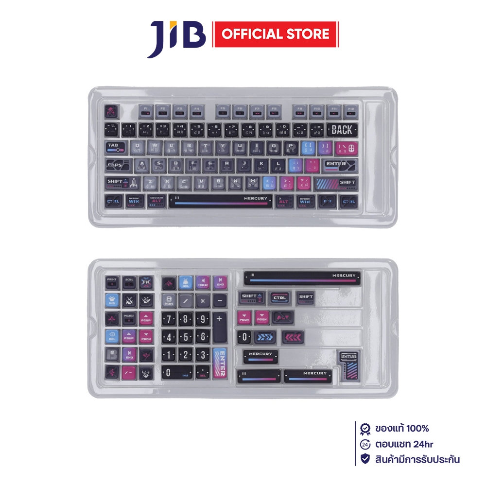 KEYCAP (คีย์แคป) GRAVASTAR CYBERPUNK - 127 KEYS ASA PROFILE EN/TH BLACK