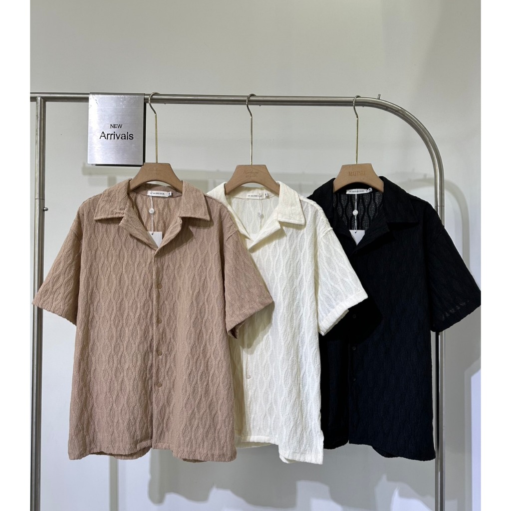 เสื้อเชิ้ตผู้ชายแขนสั้น รุ่น N061 ดีไซน์ลายทอแบบมินิมอล สไตล์คลาสสิค ใส่ง่ายในทุกโอกาส - รูปที่ 4