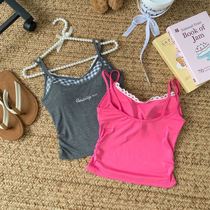 สไตล์อเมริกันร้อนฟั่นเสื้อกั๊กหญิงประกบ Jumpsuit Slim Fit สั้นด้านบนกับแผ่นหน้าอกฟองน้ำ - รูปที่ 2