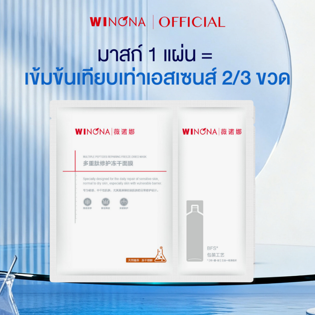 Winona มาส์กหน้า Mask Sheet รอยแดง ลดการระคายเคือง ซ่อมแซมผิวเสีย กู้ผิว มาสก์หน้า วิโน