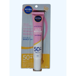 Nivea Sun SPF50+ นีเวีย ซัน กันแดดผิวหน้า ออร่า เซรั่ม 30 มล. Aura Glow Booster PA++ Extra Protect