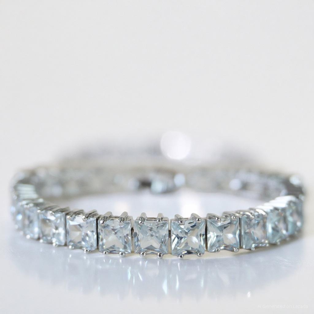 Neriza Jewelry/ข้อมือเพชรสังเคราะห์เกรดพรีเมี่ยมประกายไฟเทียบเท่าเพชรแท้ NB019