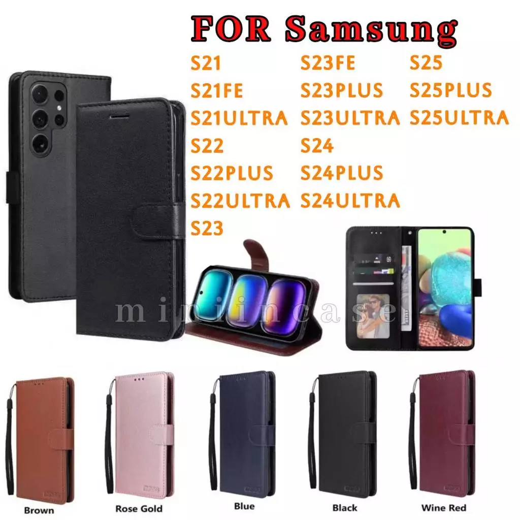 เคสฝาพับล็อค สำหรับ Samsung S26 S26Plus S26Ultra S21 S21FE S22 S23 S23Plus S25 S25 S25Ultra ใส่บัตร แถมสาย ตั้งได้ BOSS