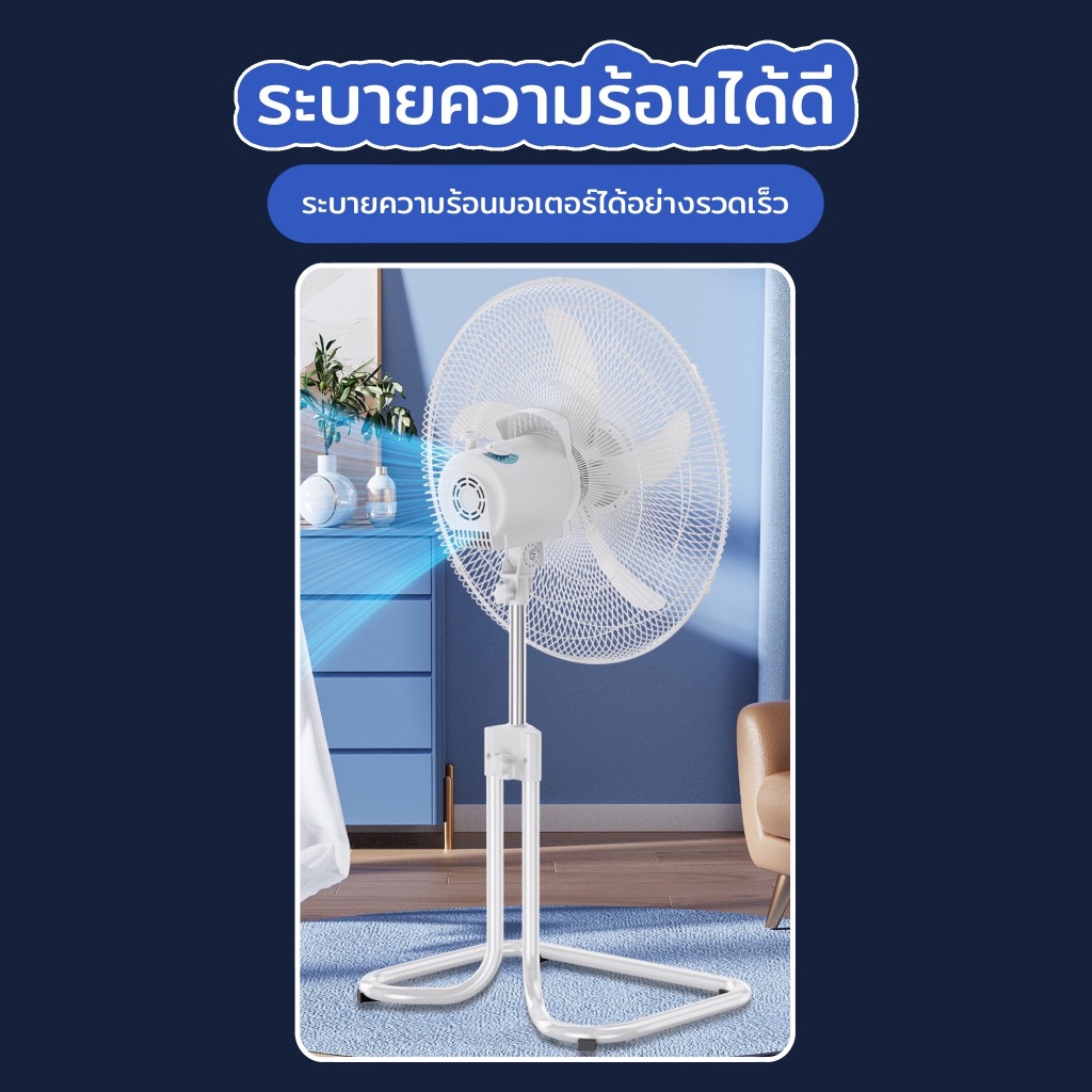 พัดลมตั้งพื้น พัดลม18 นิ้ว สีขาว รุ่น KJ-LDJWH18 พัดลมตั้งพื้นในบ้าน เเละในอุตสาหกรรม รูปปลาดาว 5 ใบพัด ปรับความเเเรงได้ - รูปที่ 5