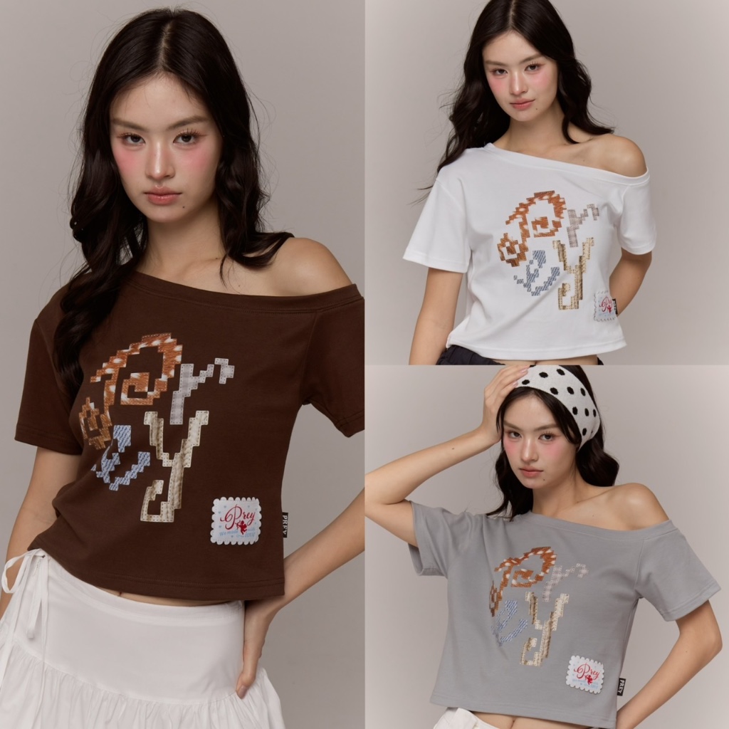 prey เสื้อปาดไหล่ Tiny whim off shoulder