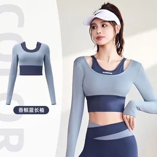 mvp sport เสื้อกีฬาผู้หญิง เสื้อโยคะแขนยาว เสื้อผ้าโยคะ แผ่นซับน้ำนมแบบชิ้นเดียวติดแน่น