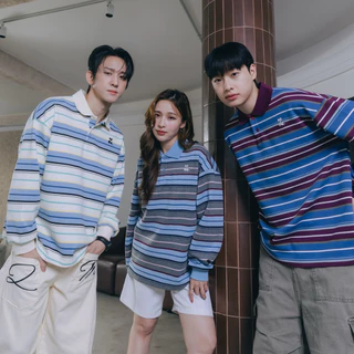 ZAMIO Remy polo เสื้อโปโลแขนยาวลายทางทรง oversize