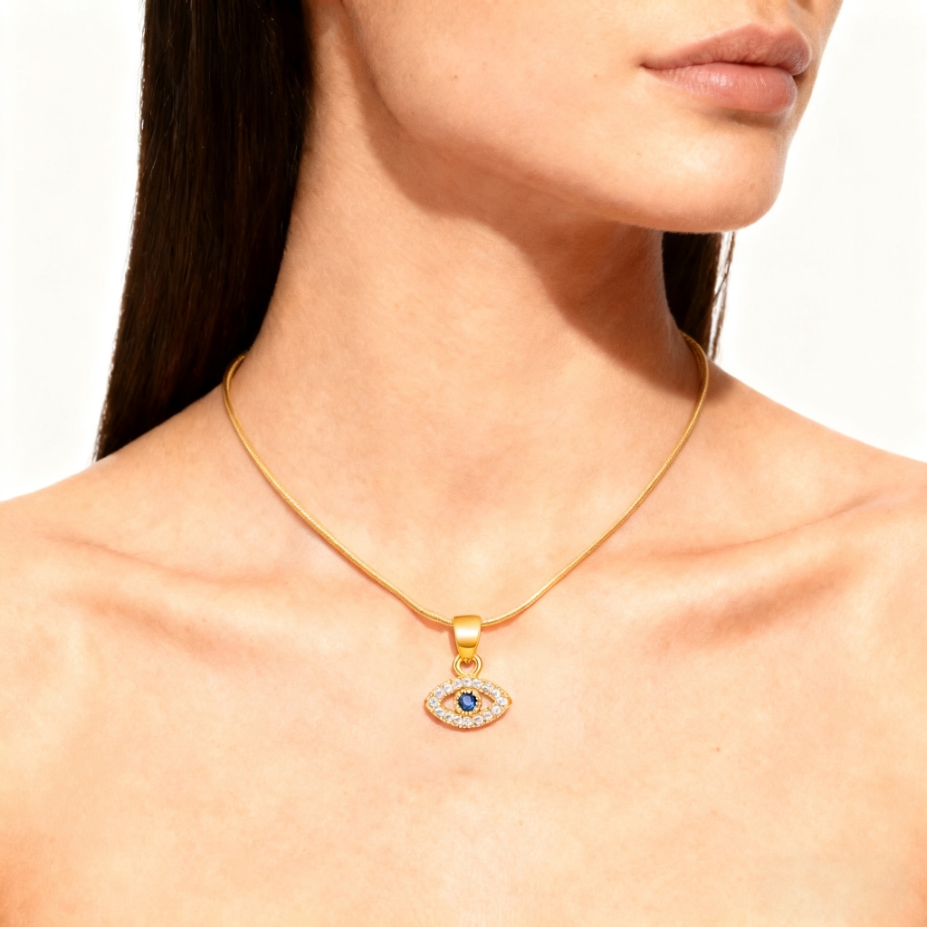 สร้อยคอล็อกเกตตาชั่วร้าย สีฟ้า ดีไซน์ยุโรป สำหรับผู้หญิง - รูปที่ 3