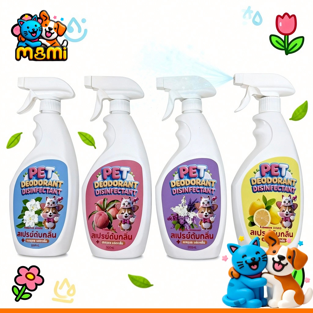 MI สเปย์ดับกลิ่นตัว, กลิ่นปัสสาวะ-อุจจาระ, กลิ่นอาเจียน ฯลฯ สุนัข และ แมว  500ml Disinfectant