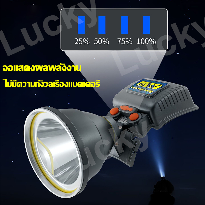 COD ไฟฉายคาดหัว M19 500W 10000mAh IPX68 ไฟฉายฉายคาดศีรษะ ไฟเครื่องบิน ไฟคาดหัว ไฟฉายเครื่องบิน ความสว่างสูง ไฟฉายฉายคาด - รูปที่ 2