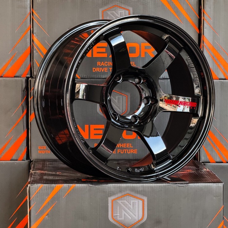 NEXOR ก้านยกสีดำเงาหยอดแดง R18/6H139.7 9.0 ET.0 (4วง)