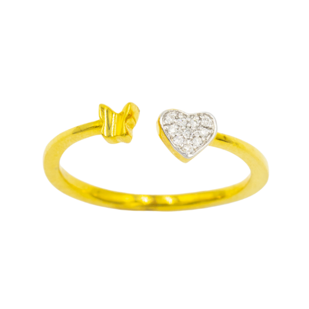 Happy Jewelry แหวนหัวใจเพชร ผีเสื้อ แหวนเพชร แหวนทองเพชรแท้ ทองแท้ 37.5% (9K) ME008