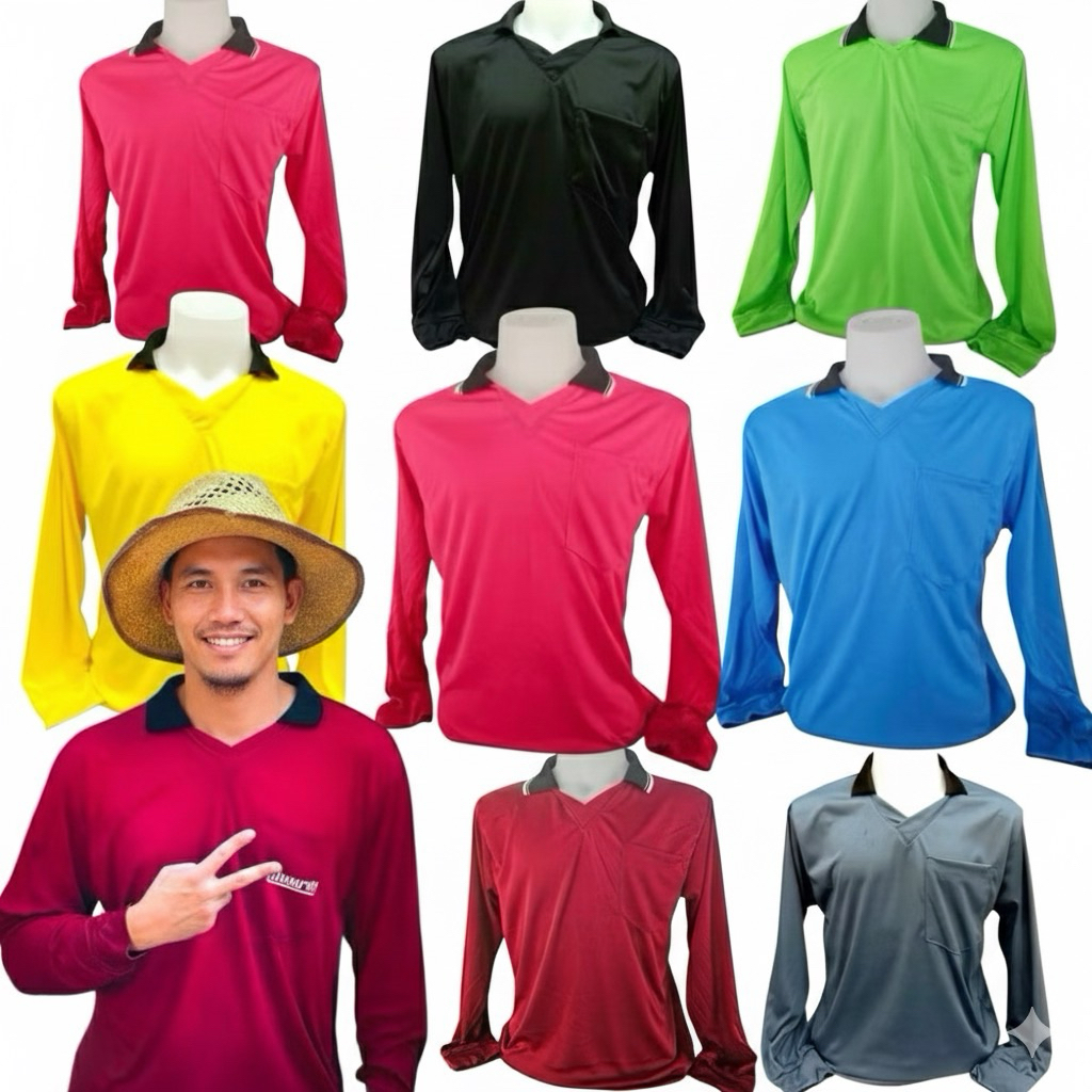 เสื้อคนงานแขนยาว คอวีปก เสื้อเลือกสีได้ เสื้อปุ๋ย เสื้อเกษตรกร เสื้อทีม
