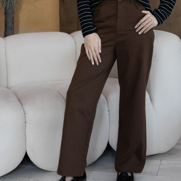(พร้อมส่ง) avo กางเกงผ้า cotton ทรงกระบอกกลาง bistro pants