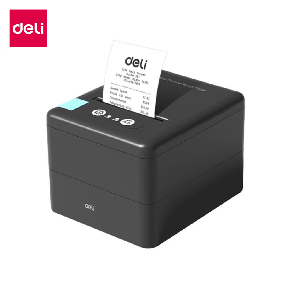 Deli เครื่องปริ้นใบเสร็จ เครื่องพิมพ์ความร้อนเร็วสูง ความละเอียดสูงสุด 203dpi รองรับกระดาษ 58 มม Rec