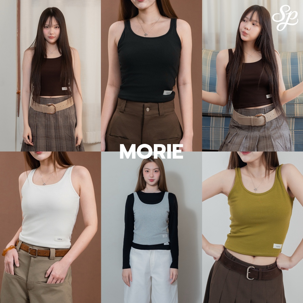 Morie_SP108 เสื้อกล้ามเข้ารูปทรงสวย ผ้านุ่ม มีซับใน แมทช์ง่าย ดีเทลป้ายสุดปังด้านหน้า