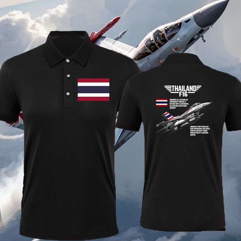 เสื้อโปโลพิมพ์" F-16 & JAS 39 " " F-16 FIGHTING FALCON "เสื้อโปโล เสื้อยืดผ้าไมโครโพลีเอสเตอร์ Cotto
