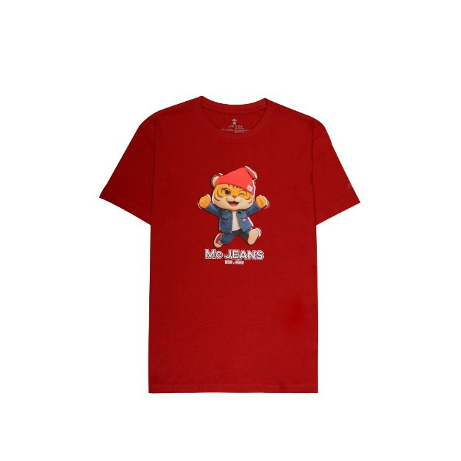 Mc JEANS Online Exclusive เสื้อยืด Unisex คอกลมสีแดง MTTPB29