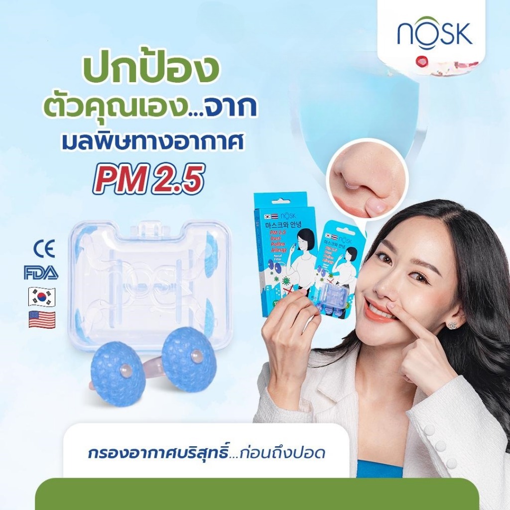 แมสก์ล่องหน Nosk NasalFilter  แผ่นกรองมลพิษ(1 กล่อง 10 ชิ้น)ลดความเสี่ยงจากPM 2.5