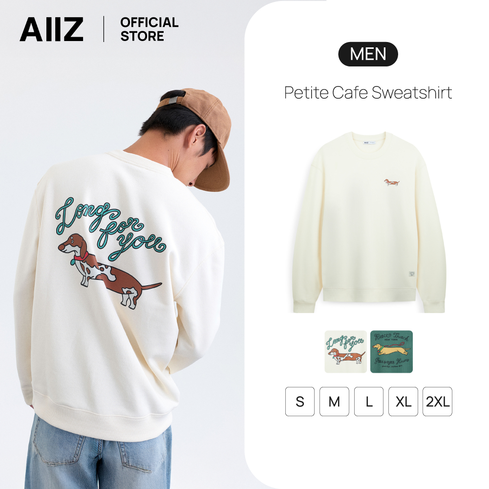 AIIZ เสื้อผู้ชายผ้าเฟรนช์เทอร์รี่ย์ ลายกราฟิก AIIZ Men’s Petite Cafe Sweatshirt