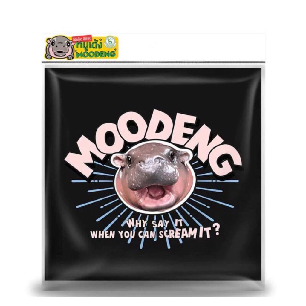 GQ EASY จีคิวอีซี่ เสื้อยืดลายน้องหมูเด้ง MOODENG BLACK COLOR ลายลิขสิทธิ์แท้จากแบรนด์GQ